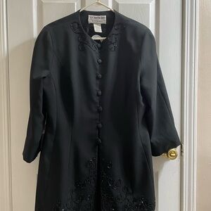 St. Anthony Black Embellished Jacket with Skirt 2 Piece Evening